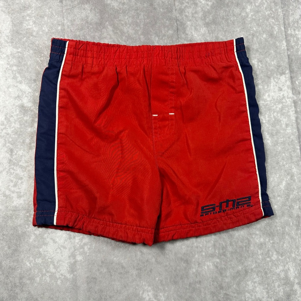 Spider-Man 2 Vintage 2004 Marvel Red Navy‎ Swim Trunks Kids Boys Shorts S-M2